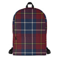 Mochila de tartán burdeos con emblema coronado SRHOOD — Tartán Real