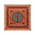 Bandana terracota con grecas griegas y laberinto central Meandro Real