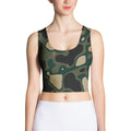 Crop top de estampado integral Camo Coronado sobre modelo