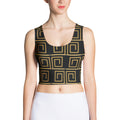 Crop top de estampado integral Meandro sobre modelo