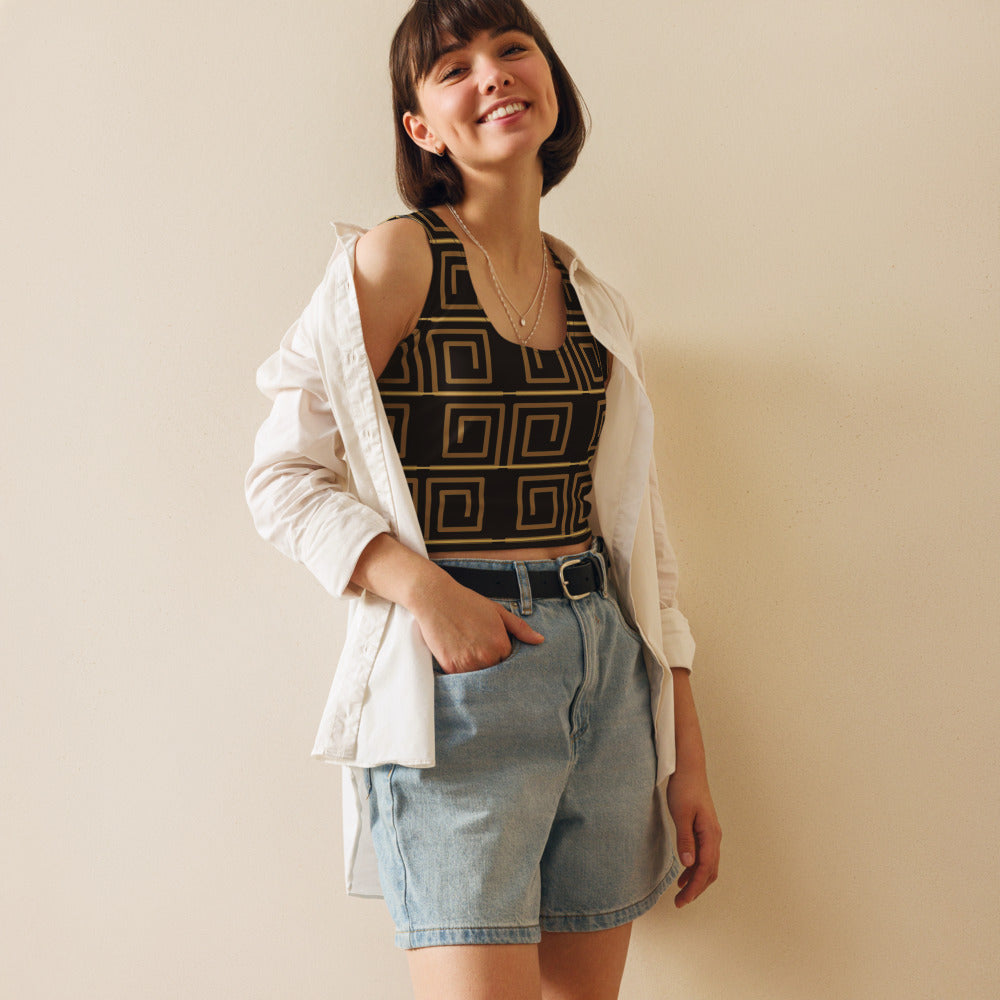 Crop top Meandro de estampado integral, segunda vista