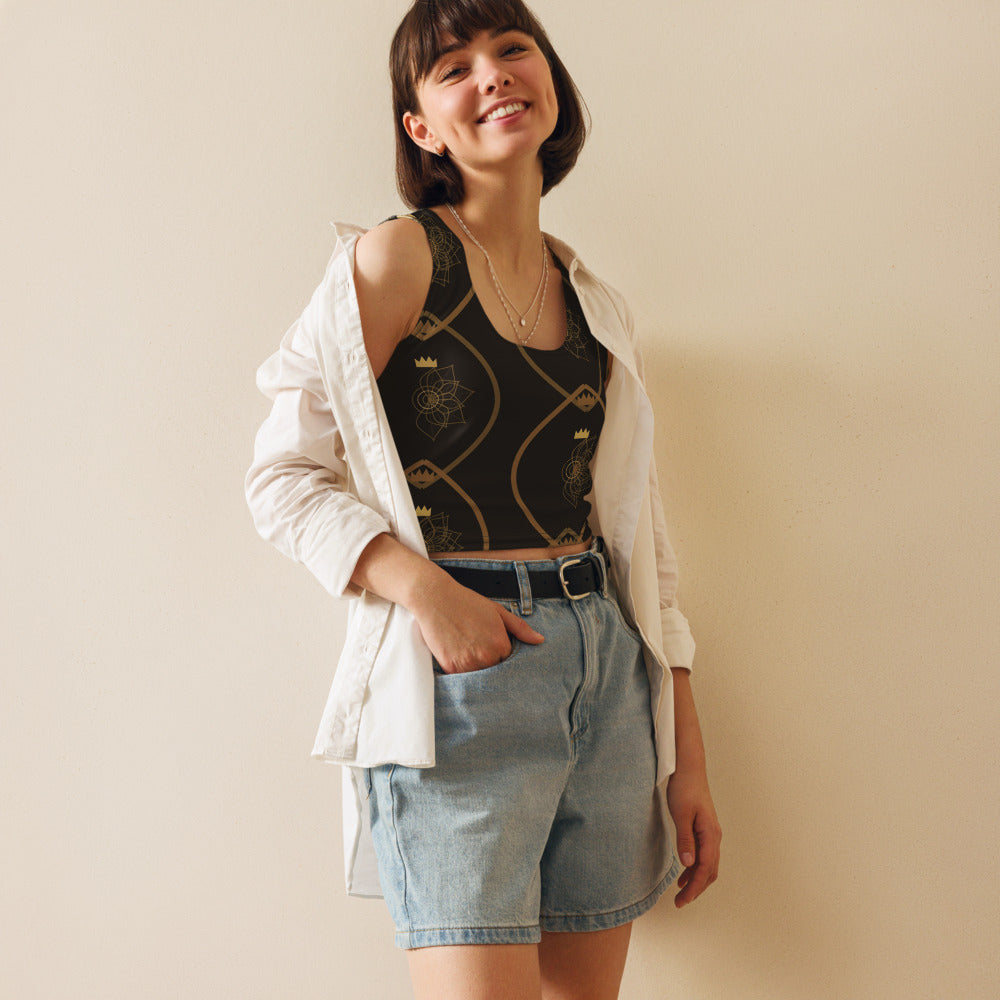 Crop top Brocado de estampado integral, segunda vista