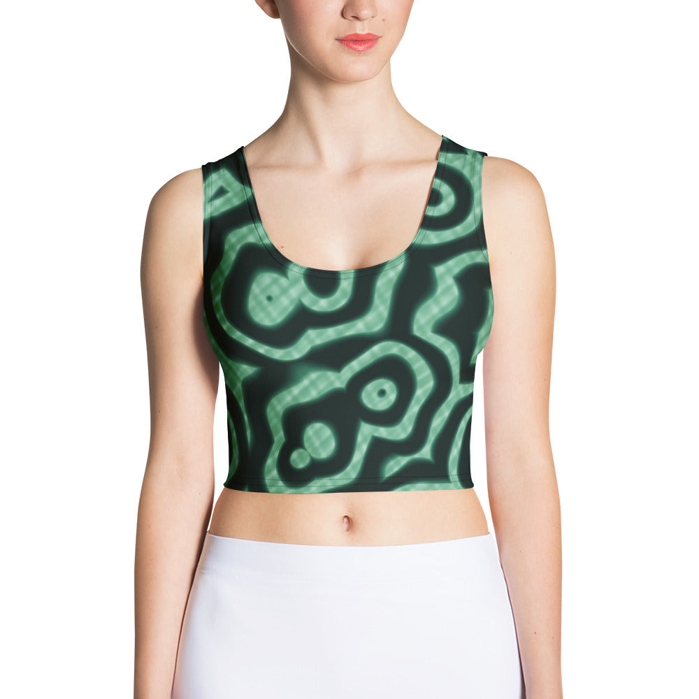 Crop top de estampado integral Malaquita sobre modelo