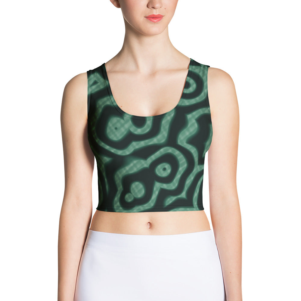 Crop top de estampado integral Malaquita sobre modelo