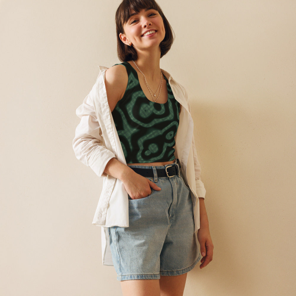 Crop top Malaquita de estampado integral, look completo