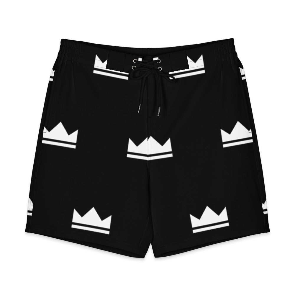 Street Royalty | Board Shorts Hombre — Crown Monogram Negro