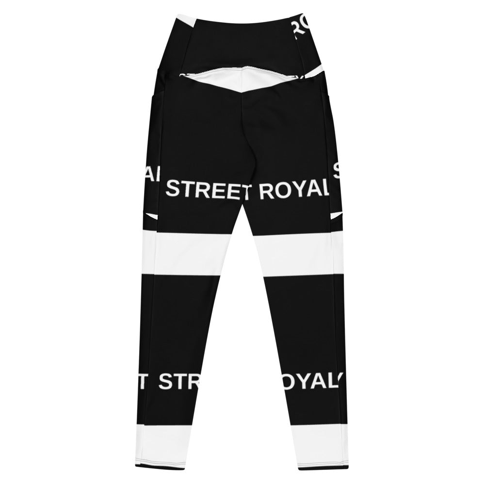 Street Royalty | Leggings Crossover con Bolsillos — Stripes Negro