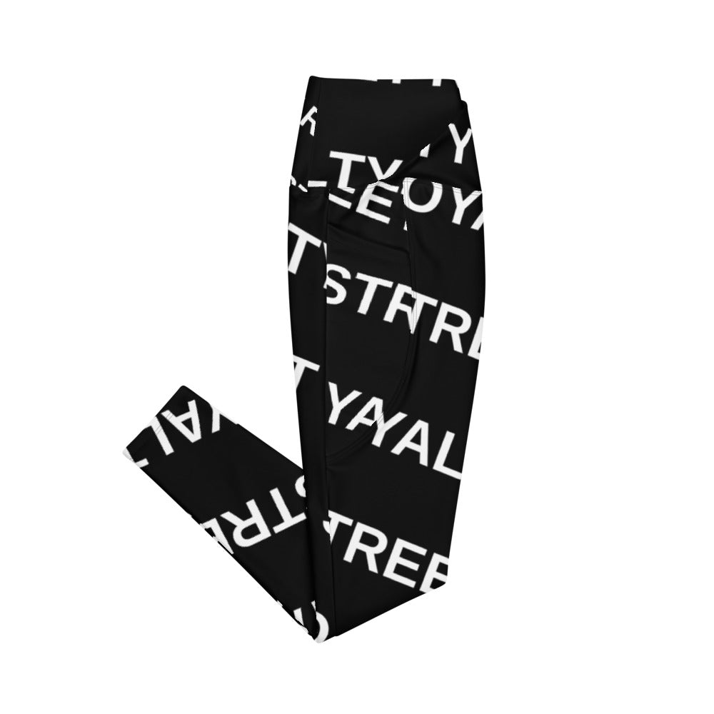 Street Royalty | Leggings Crossover con Bolsillos — Diagonal Negro