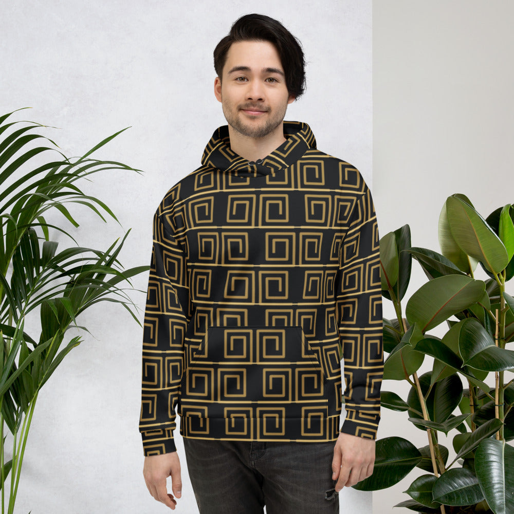 Hoodie Meandro de estampado integral, plano de estudio