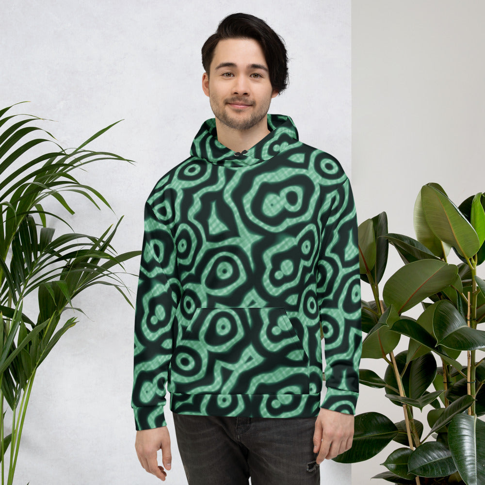 Hoodie Malaquita de estampado integral, plano de estudio
