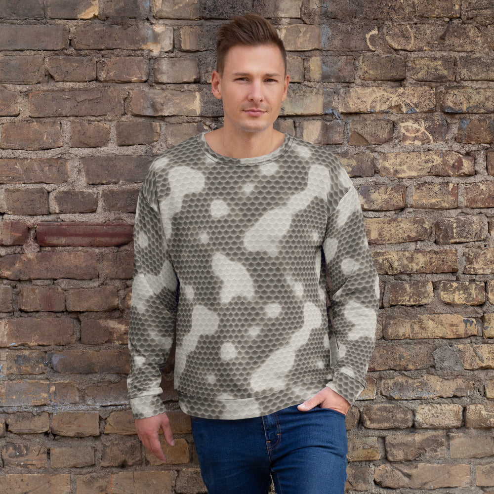 Sudadera Integral Pitón Hueso, escamas en hueso y topo, sobre modelo