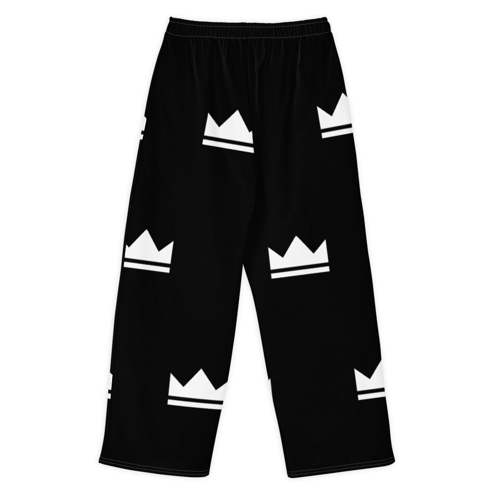 Street Royalty | Pantalón Wide-Leg Algodón — Crown Monogram Negro