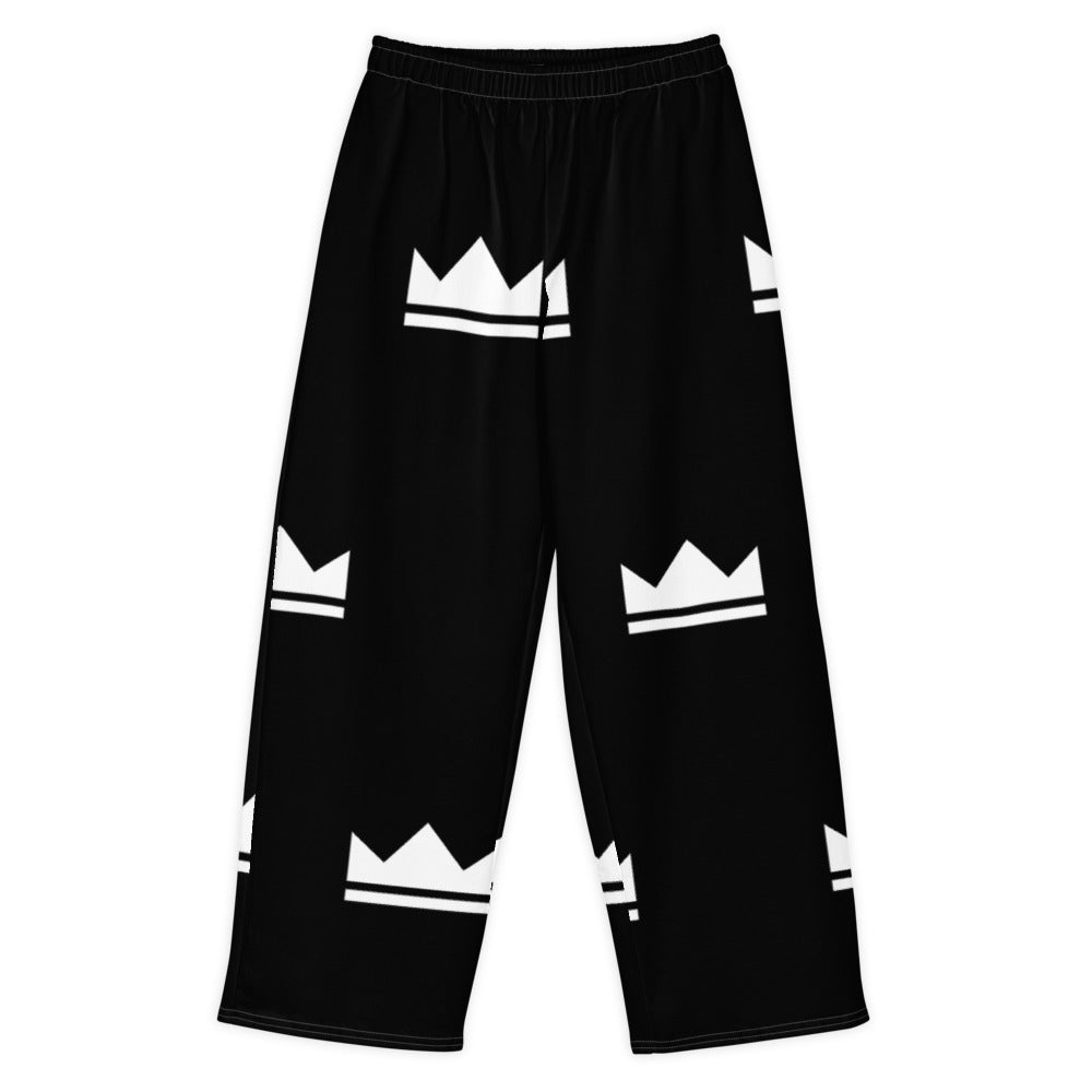 Street Royalty | Pantalón Wide-Leg Algodón — Crown Monogram Negro