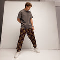 Pantalón Integral Barroco Vino, damasco en oro sobre burdeos, sobre modelo