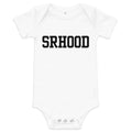 Body Bebé Wordmark SRHOOD color blanco, vista frontal