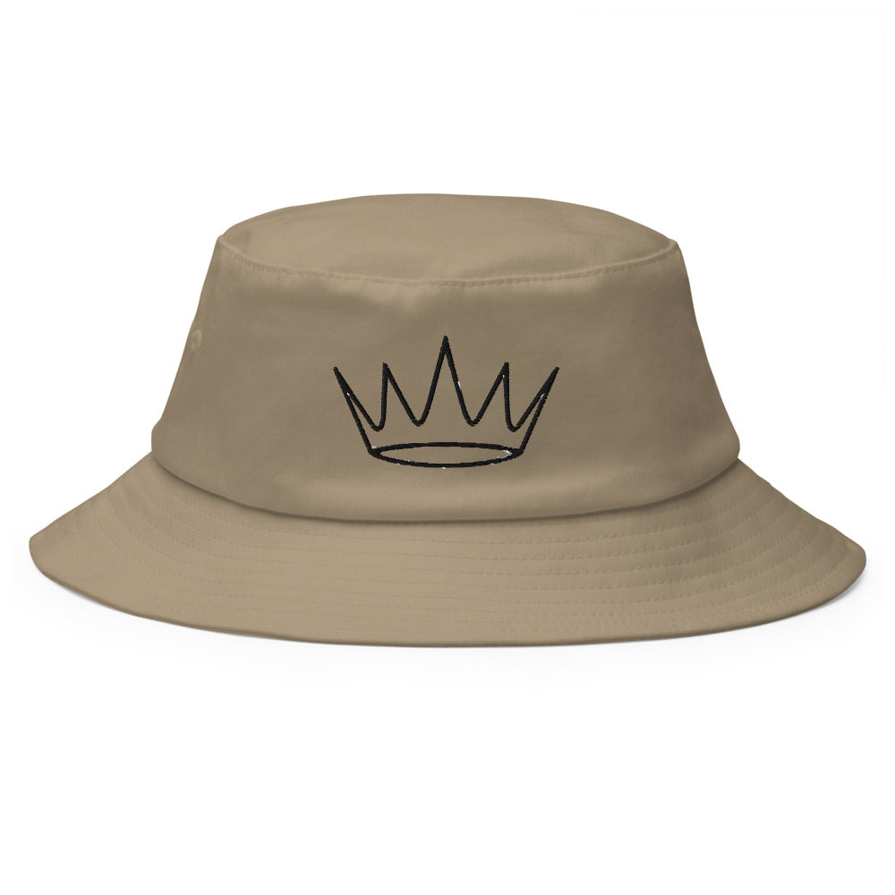 Bucket Hat Corona Lineart bordado en caqui, vista frontal