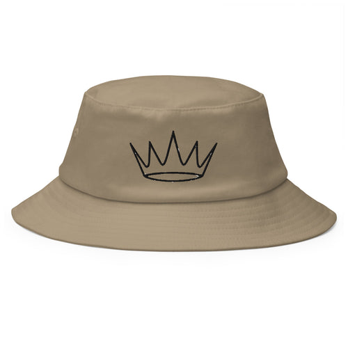Bucket Hat Corona Lineart bordado en caqui, vista frontal