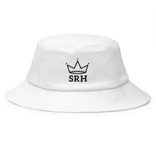 Bucket Hat Corona SRH bordado en blanco, vista frontal