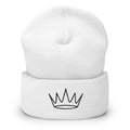 Gorro Corona Lineart bordado en blanco, vista frontal