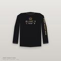 Camiseta manga larga negra con coordenadas de Madrid en el pecho y print dorado en la manga