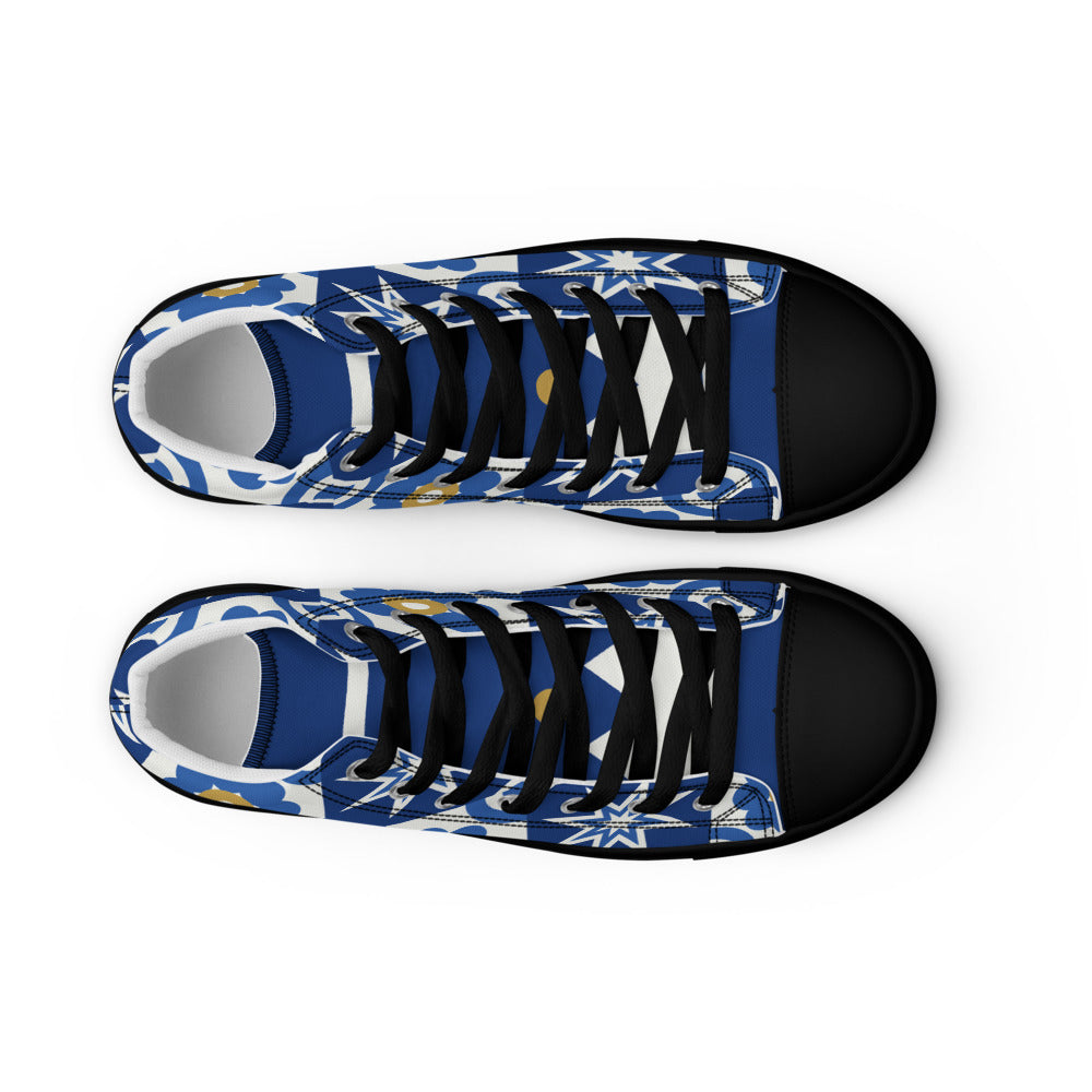 Zapatillas altas Azulejo — vista frontal con lengüeta medallón corona