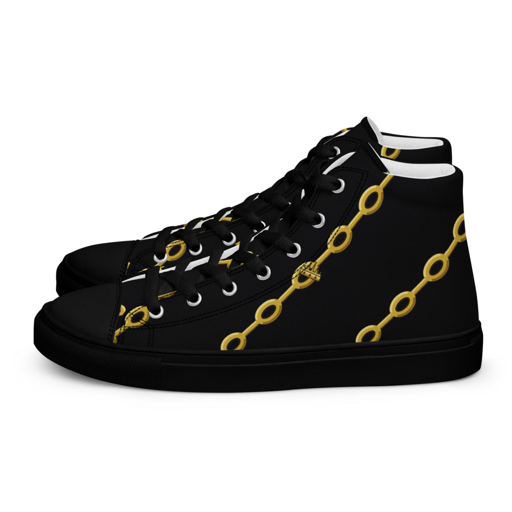 Zapatillas altas negras con cadenas de oro en diagonal — Eslabón SRHOOD