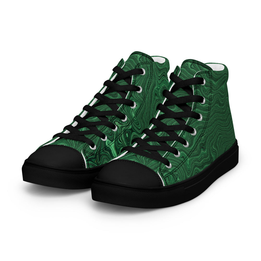 Zapatillas altas con estampado all-over de malaquita y detalles negros