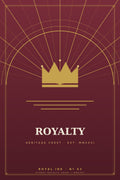 Lámina Royal Ink Nº03 Heritage Crest — corona art déco dorada con rayos sobre burdeos
