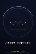 Lámina Royal Ink Nº12 Carta Estelar — constelación de la corona SRH sobre carta astronómica azul marino