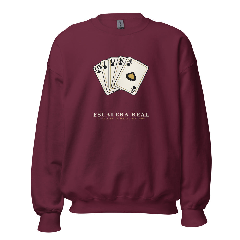 Sudadera Escalera Real granate — frontal
