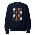 Sudadera Pórtico Real navy — dieciséis arcos geométricos, vista frontal