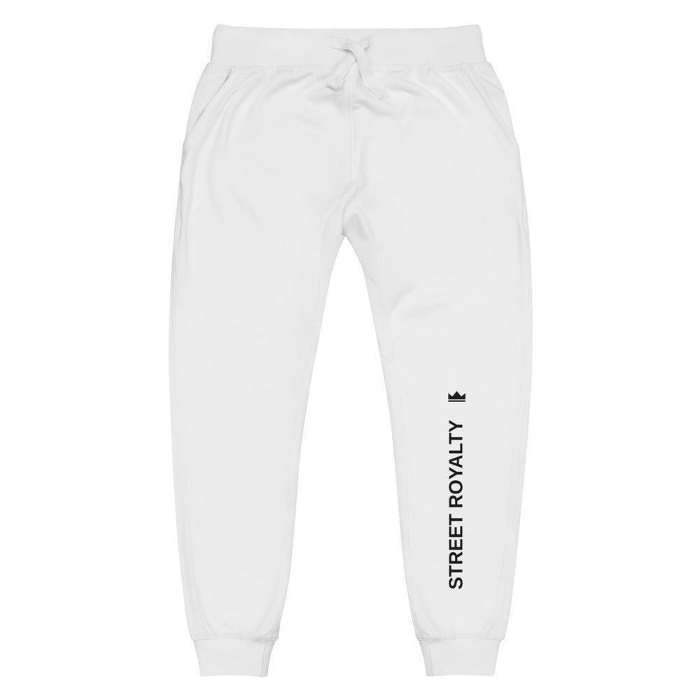 Street Royalty | Sweatpants Fleece Blanco — Wordmark Vertical Blanco
