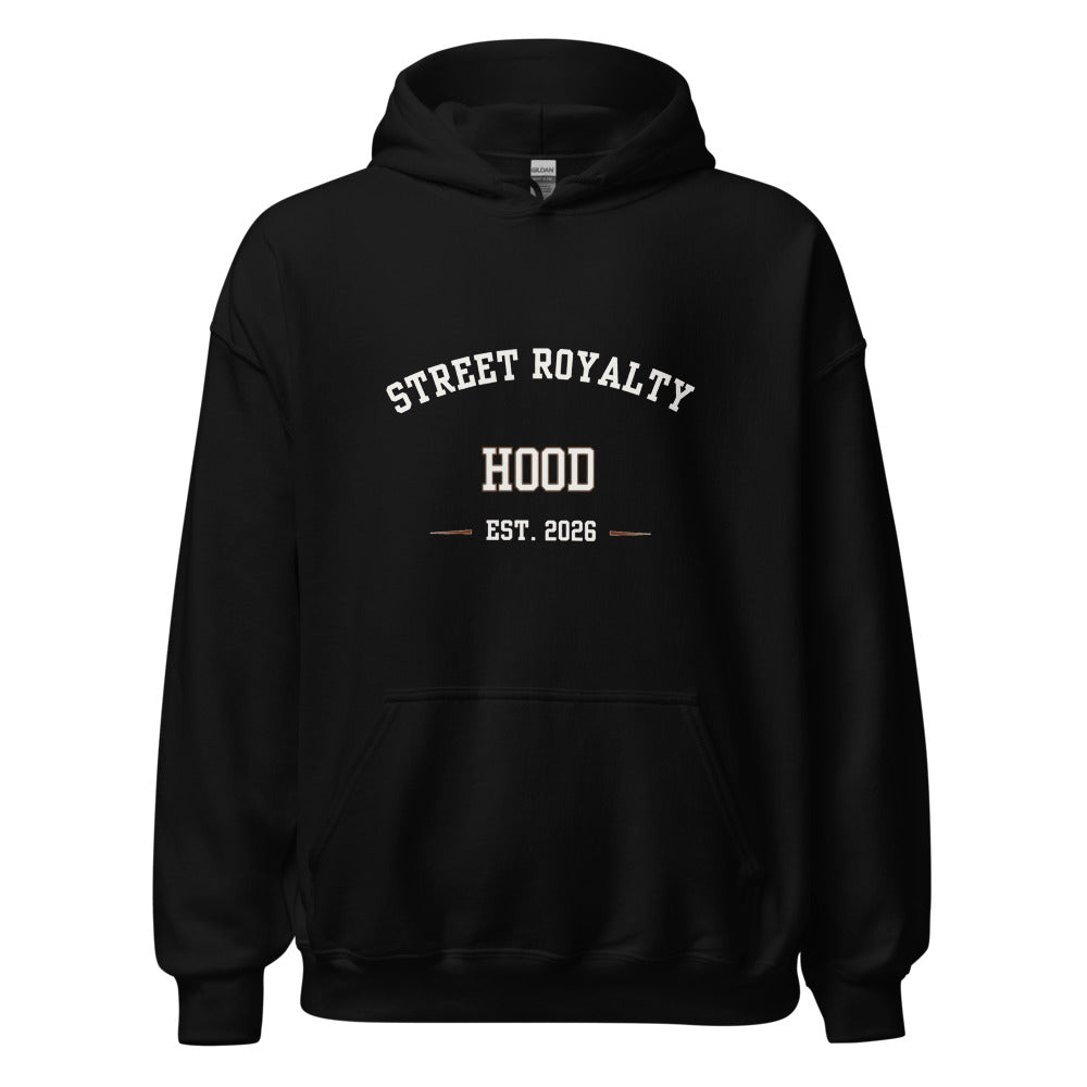 Hoodie Arco College negro, vista frontal, pecho central