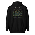 Sudadera cremallera Camo negra — corona de camuflaje con perfil dorado en la espalda