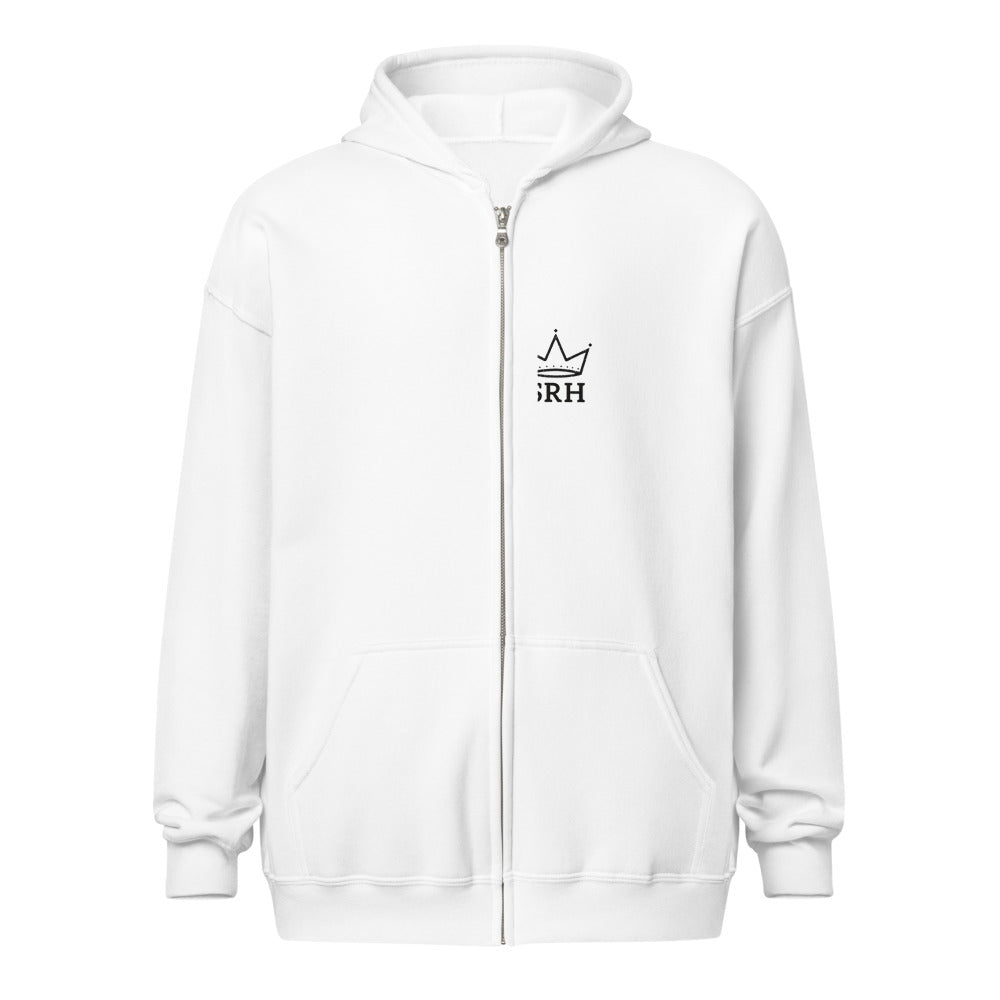 Sudadera cremallera Street Royalty Corona SRH color Blanco, vista frontal modelo