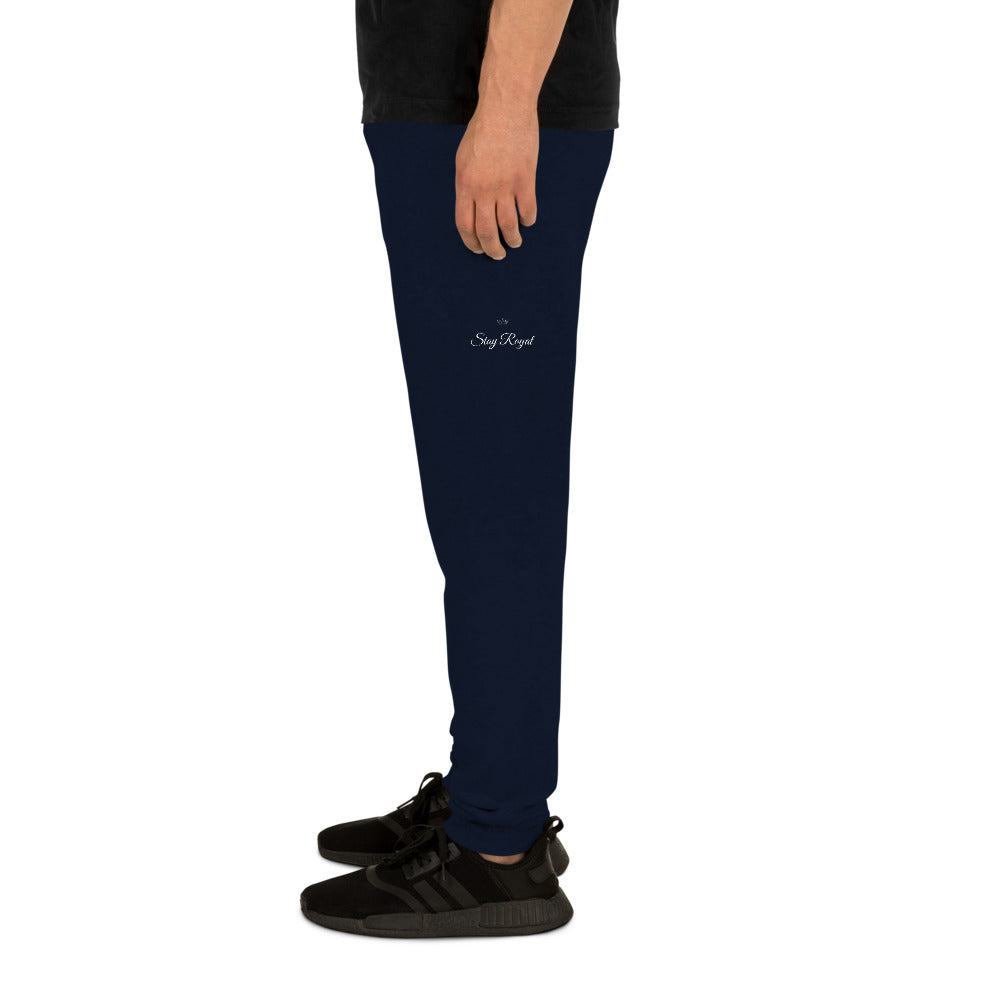 Jogger Street Royalty Stay Royal navy, detalle estampado pierna izquierda