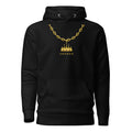 Hoodie negro con collar de cadena de oro impreso y corona colgante — SRHOOD
