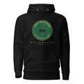 Hoodie negro con medallón de malaquita y corona dorada