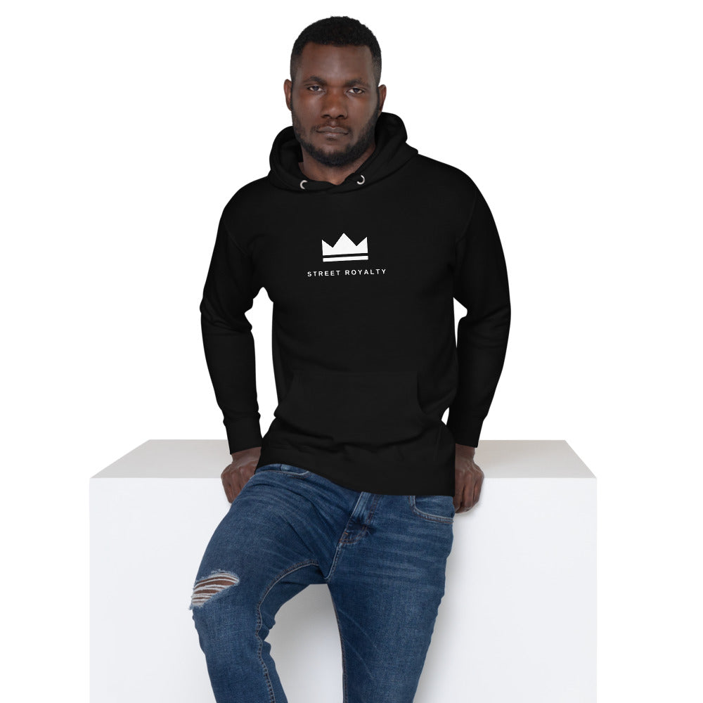 Hoodie Crown Contrast — Negro — llevado por modelo