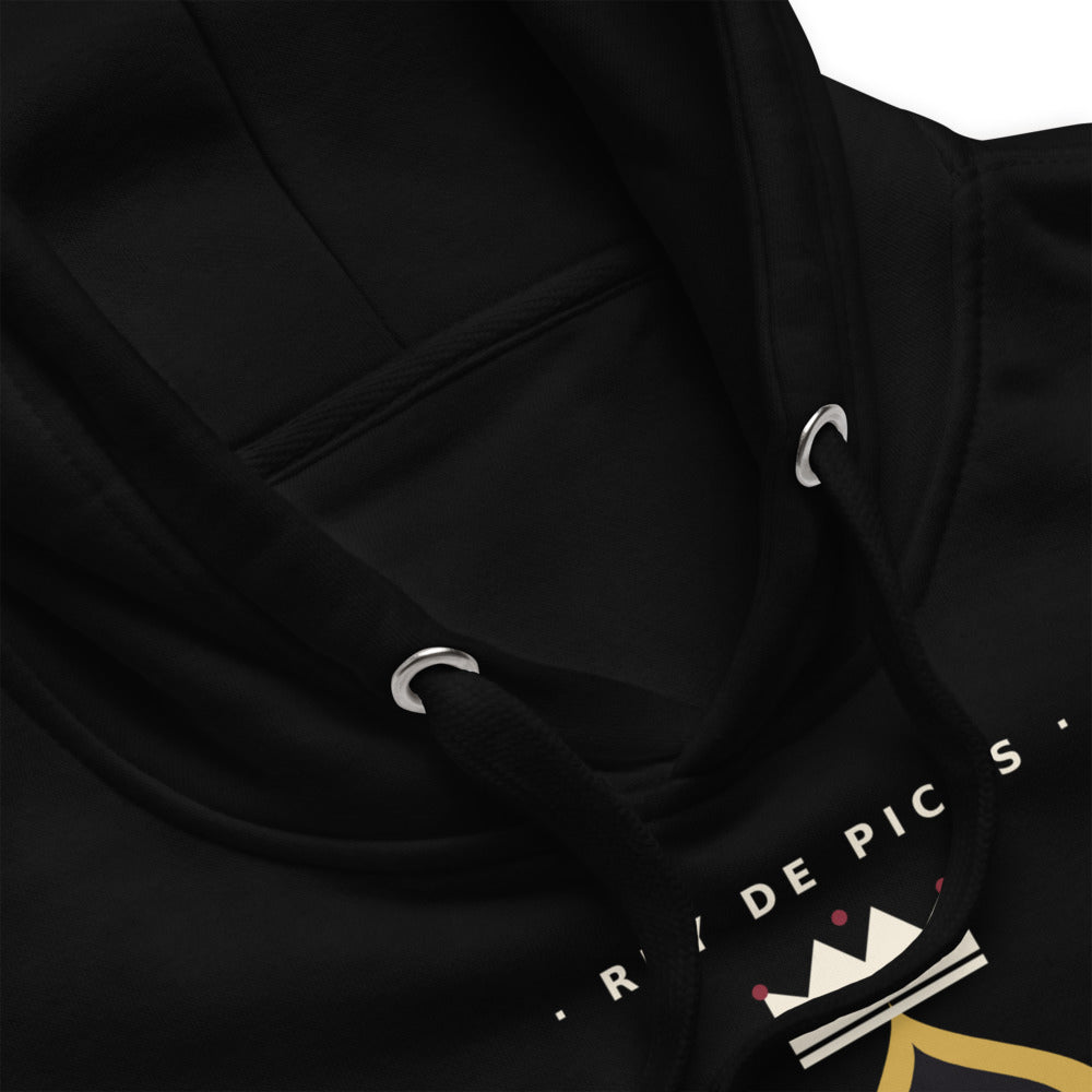 Hoodie Premium Rey de Picas negro — detalle