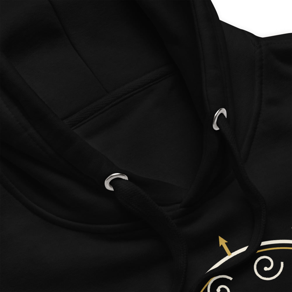 Hoodie premium Puerta del Reino — detalle de tejido