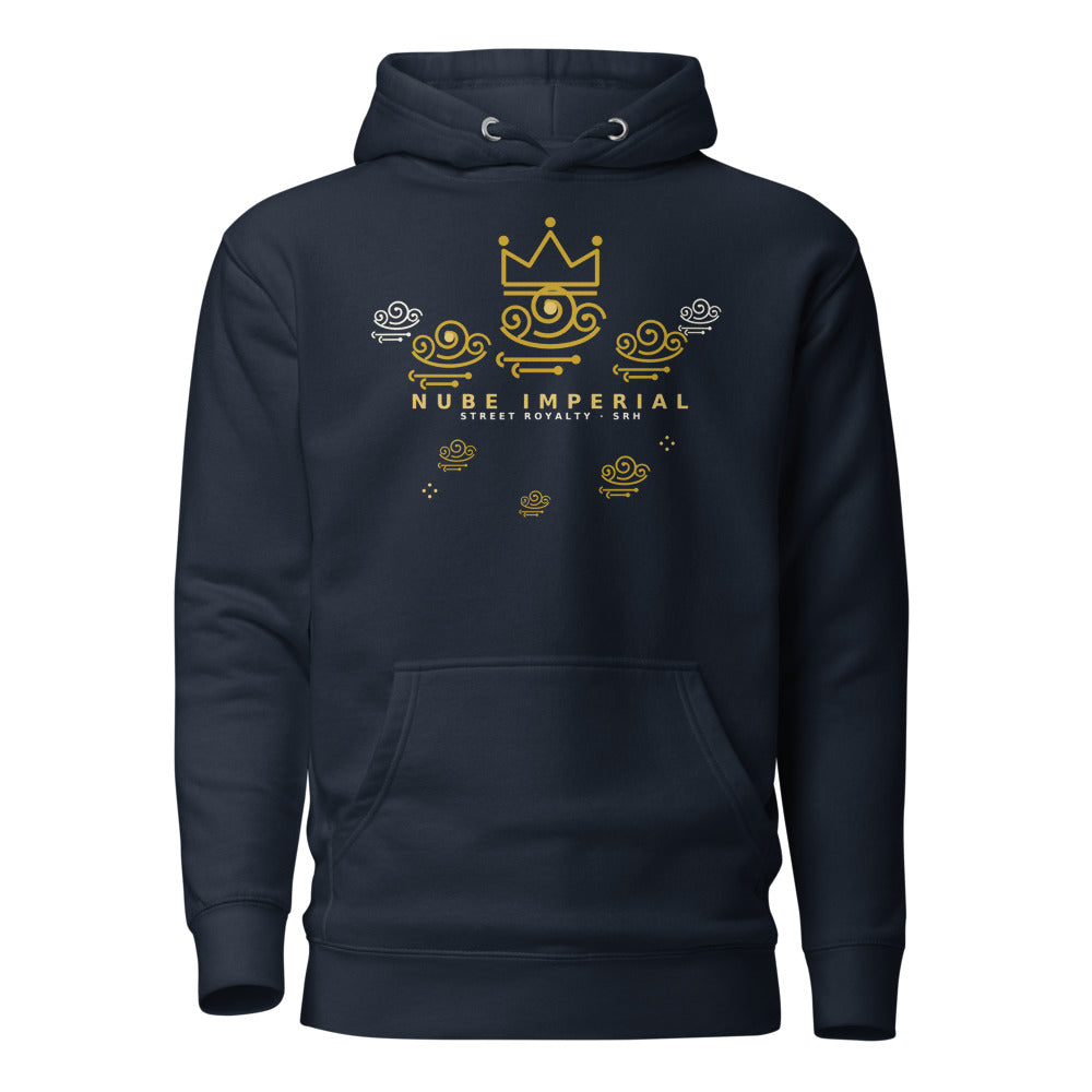 Hoodie navy con emblema Nube Imperial dorado