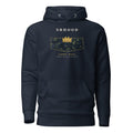 Hoodie Premium Camo Real navy — estandarte de camuflaje con corona dorada