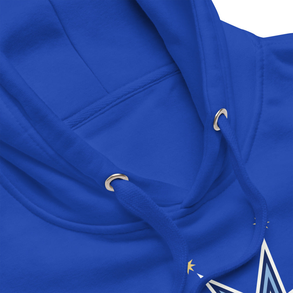 Hoodie Estrella de Ocho — detalle de tejido y capucha