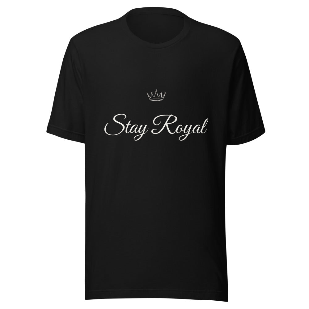 Camiseta negra Street Royalty con wordmark Stay Royal en el pecho — vista frontal