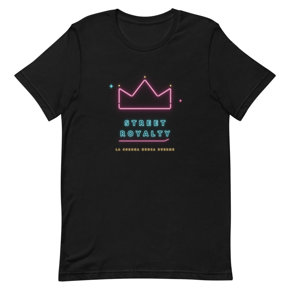 Camiseta Neón Real — detalle del estampado frontal