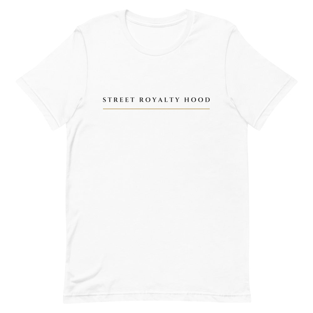 Camiseta blanca Street Royalty Wide Lockup — vista frontal plana