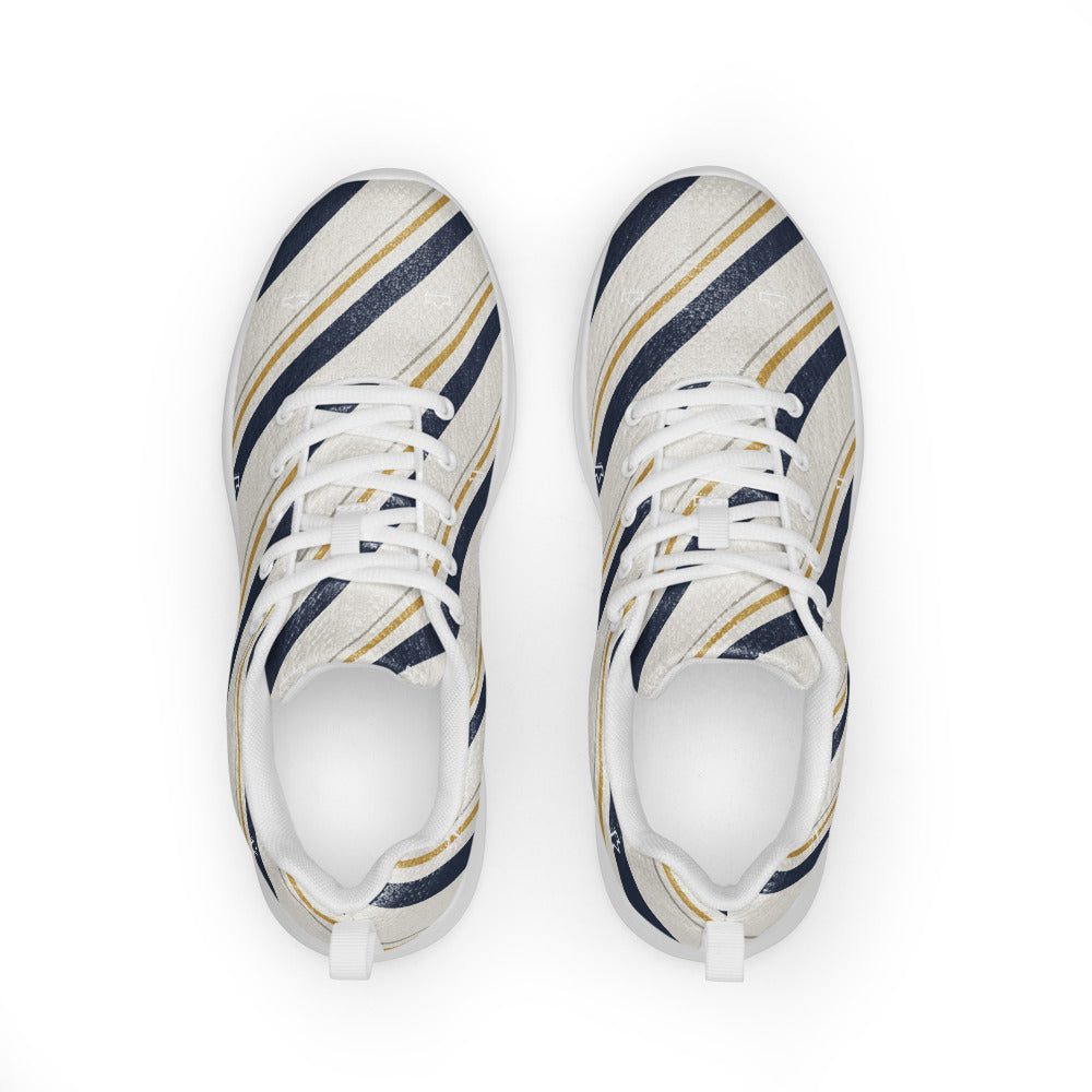 Zapatillas deportivas de mujer blancas con patrón Dinastía navy y oro
