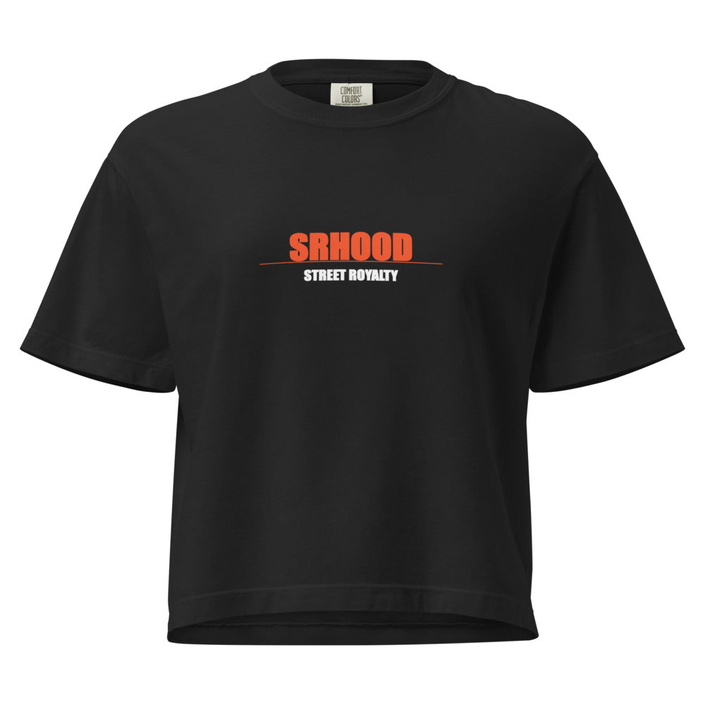 SRHOOD | Camiseta Boxy Heavyweight Mujer Negro — Street Royalty