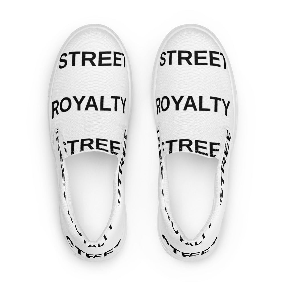 Street Royalty | Zapatillas Slip-On Mujer — Wordmark Blancas